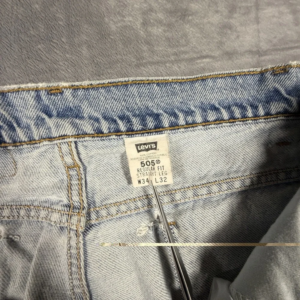 Vtg Levi's 505 Orange Tab Jeans Men's 34x32 Fit 34x31 Light Wash Distressed 90's